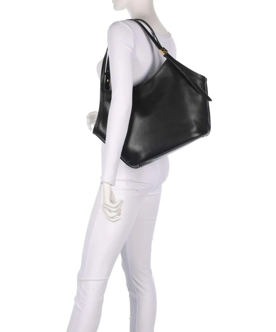 Deco Beuteltasche fein genarbtes Leder schwarz