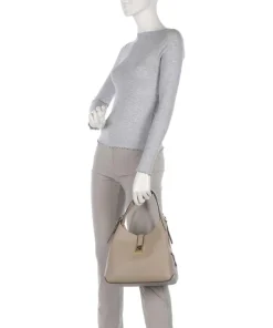 Deco Beuteltasche genarbtes Rindsleder taupe
