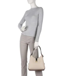 Deco Beuteltasche genarbtes Rindsleder beige/braun