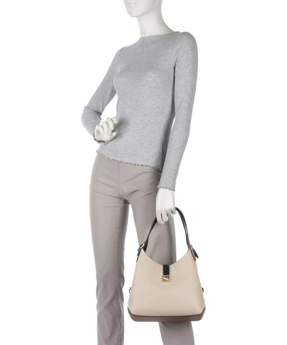 Deco Beuteltasche genarbtes Rindsleder beige/braun