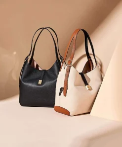 Deco Beuteltasche genarbtes Rindsleder sand