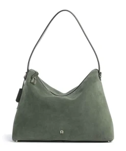 Delia L Beuteltasche aufgerautes Leder dunkelgrün