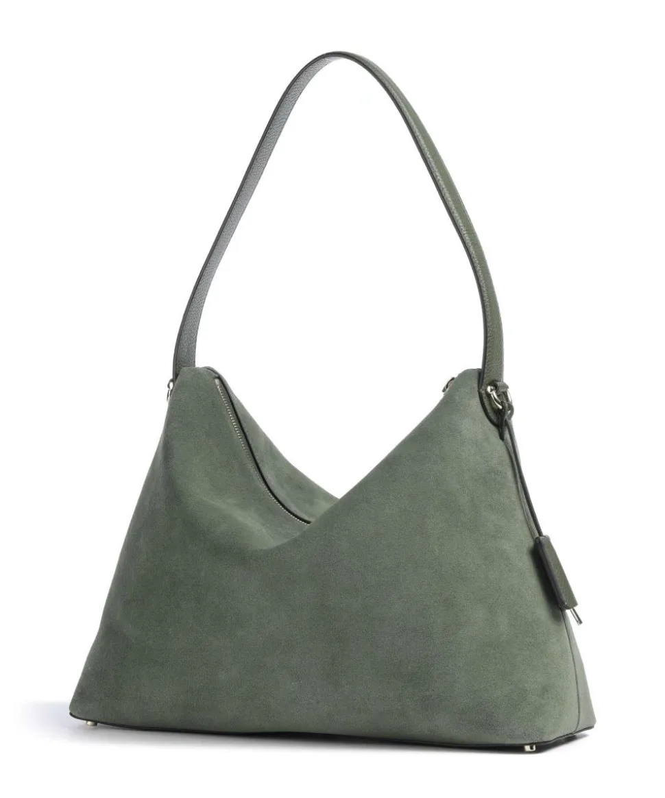 Delia L Beuteltasche aufgerautes Leder dunkelgrün