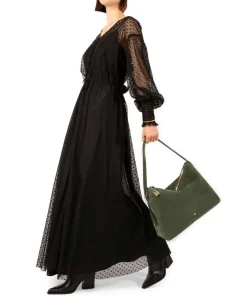 Delia L Beuteltasche aufgerautes Leder dunkelgrün