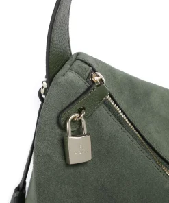 Delia L Beuteltasche aufgerautes Leder dunkelgrün