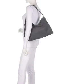 Delia L Beuteltasche aufgerautes Leder dunkelgrau