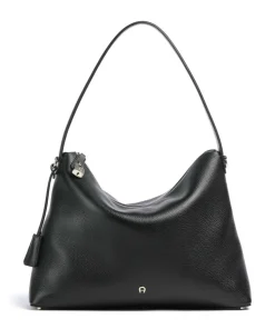 Delia L Beuteltasche genarbtes Rindsleder schwarz