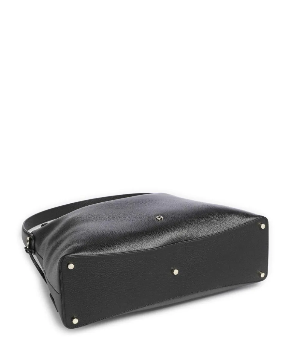 Delia L Beuteltasche genarbtes Rindsleder schwarz