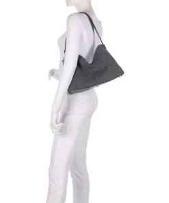 Delia M Beuteltasche aufgerautes Leder dunkelgrau