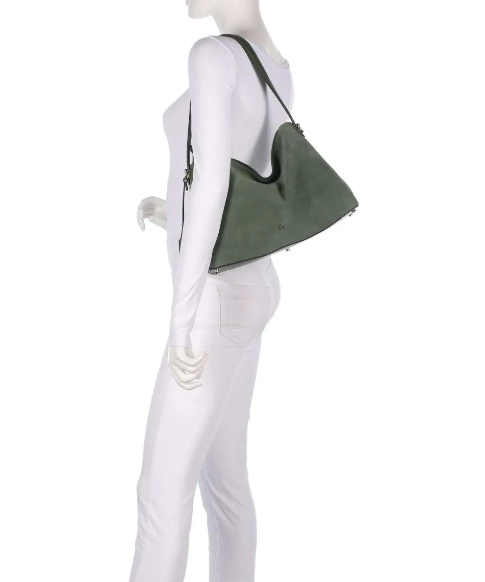 Delia M Beuteltasche aufgerautes Leder dunkelgrün