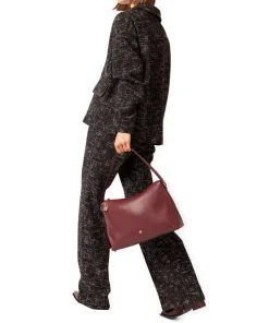 Delia M Beuteltasche genarbtes Rindsleder dunkelrot