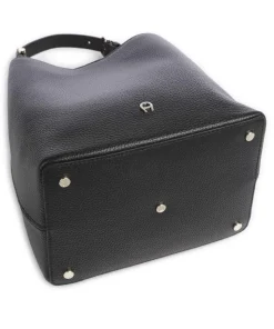 Delia S Bucket bag genarbtes Rindsleder schwarz