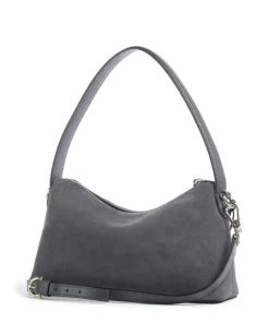 Delia S Schultertasche aufgerautes Leder dunkelgrau