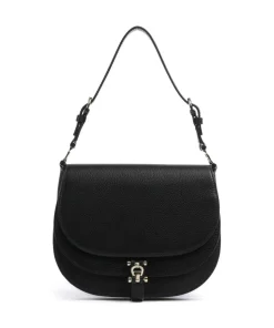 Delia S Schultertasche genarbtes Rindsleder schwarz