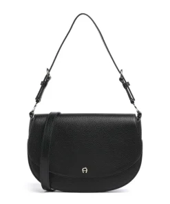 Delia S Schultertasche genarbtes Rindsleder schwarz