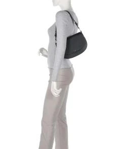 Delia S Schultertasche genarbtes Rindsleder schwarz