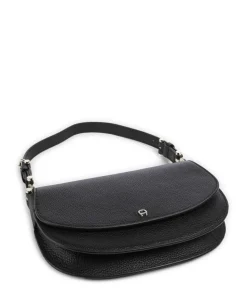 Delia S Schultertasche genarbtes Rindsleder schwarz