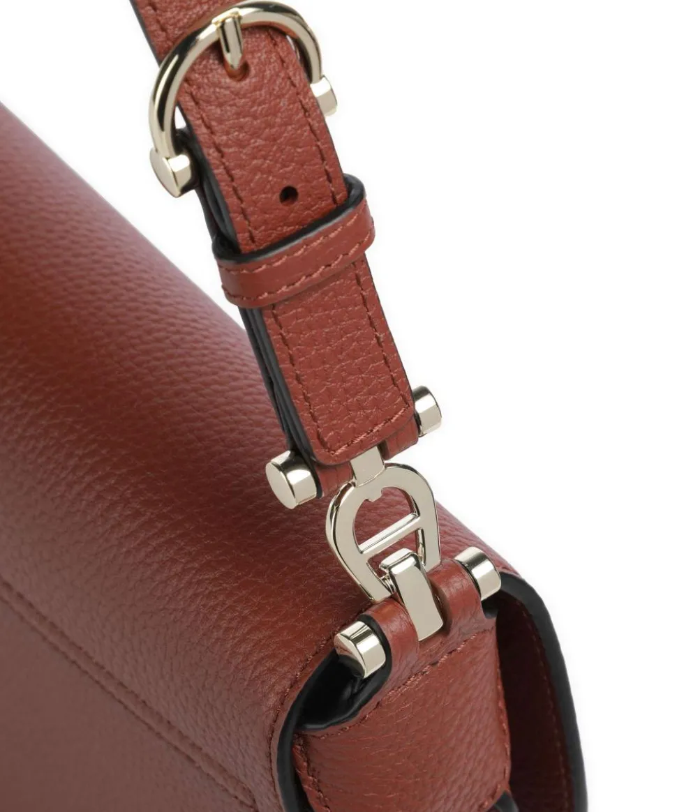 Delia S Schultertasche genarbtes Rindsleder braun