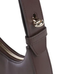 Delizia Mini Schultertasche fein genarbtes Leder dunkelbraun