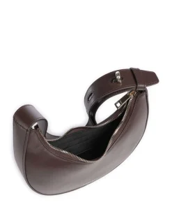 Delizia Mini Schultertasche fein genarbtes Leder dunkelbraun