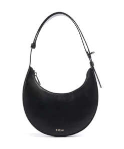 Delizia Mini Schultertasche fein genarbtes Leder schwarz