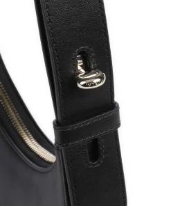 Delizia Mini Schultertasche fein genarbtes Leder schwarz