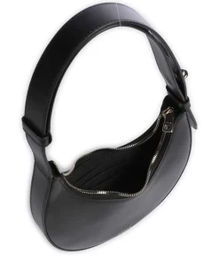 Delizia Mini Schultertasche fein genarbtes Leder schwarz