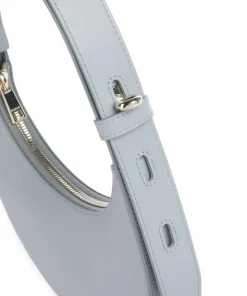 Delizia Mini Schultertasche fein genarbtes Leder blaugrau