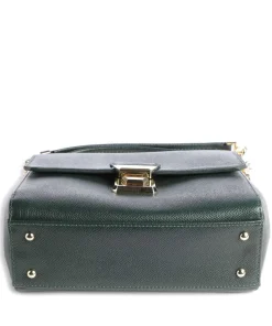 Delphino Tina Schultertasche genarbtes Rindsleder dunkelgrün