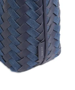 Devonshire Row Handtasche genarbtes Rindsleder, Polyester dunkelblau