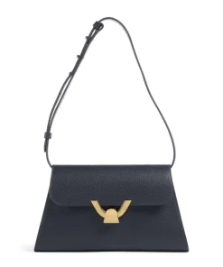 Dew Schultertasche genarbtes Rindsleder navy