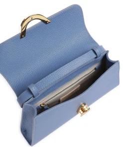 Dew Schultertasche genarbtes Rindsleder blau