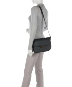 Dew Schultertasche genarbtes Leder schwarz