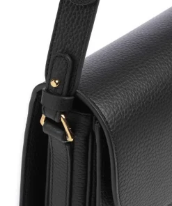 Dew Schultertasche genarbtes Leder schwarz