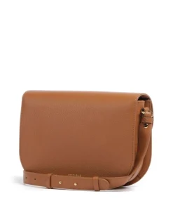 Dew Schultertasche genarbtes Leder braun