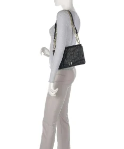 Diadora S Schultertasche fein genarbtes Rindsleder schwarz