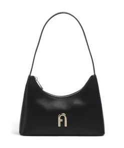 Diamante Mini Schultertasche fein genarbtes Leder schwarz