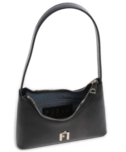 Diamante Mini Schultertasche fein genarbtes Leder schwarz