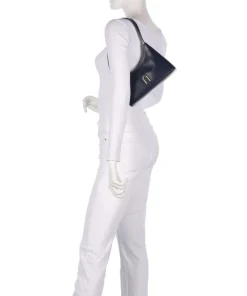 Diamante Mini Schultertasche fein genarbtes Leder navy