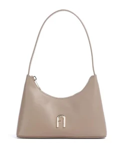 Diamante Mini Schultertasche fein genarbtes Leder taupe