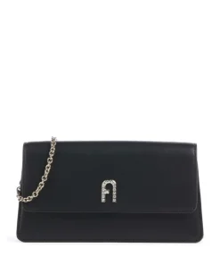 Diamante Mini Umhängetasche fein genarbtes Leder schwarz