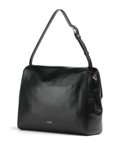 Domus M Schultertasche fein genarbtes Kalbsleder schwarz