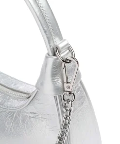 Donna Aura Schultertasche weiches Rindsleder silber