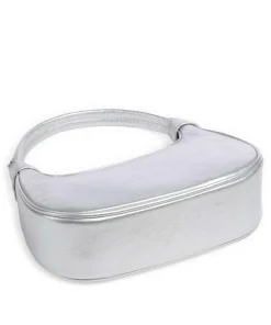 Donna Aura Schultertasche weiches Rindsleder silber