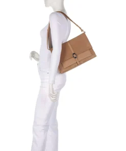 Dorian Schultertasche aufgerautes Rindsleder hellbraun