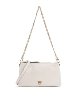 Double Mini Schultertasche fein genarbtes Kalbsleder weiß