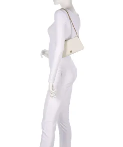 Double Mini Schultertasche fein genarbtes Kalbsleder weiß