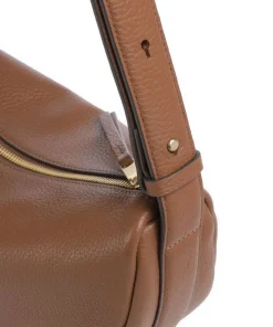 Dukes Place Schultertasche genarbtes Rindsleder braun