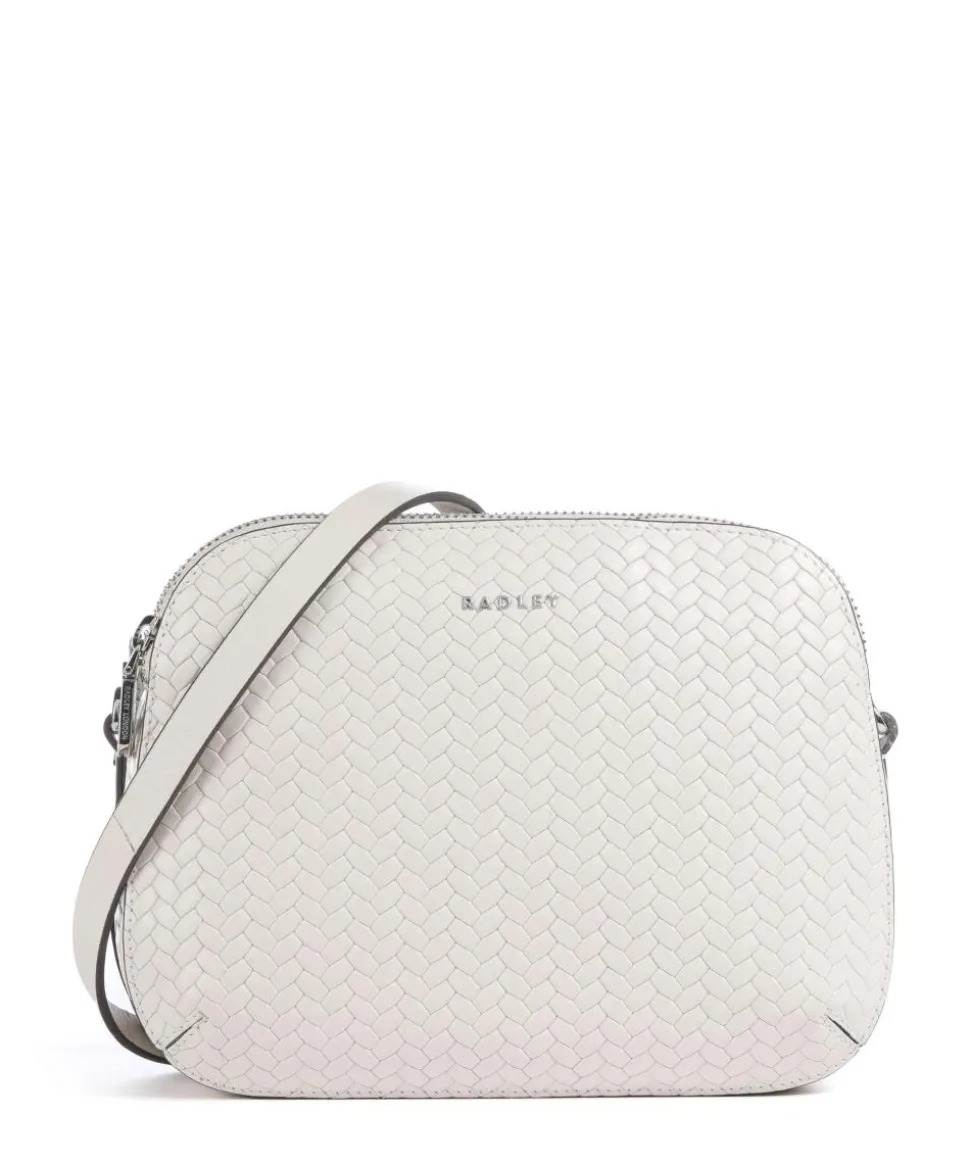 Dukes Place Umhängetasche geprägtes Rindsleder, fein genarbtes Rindsleder elfenbein