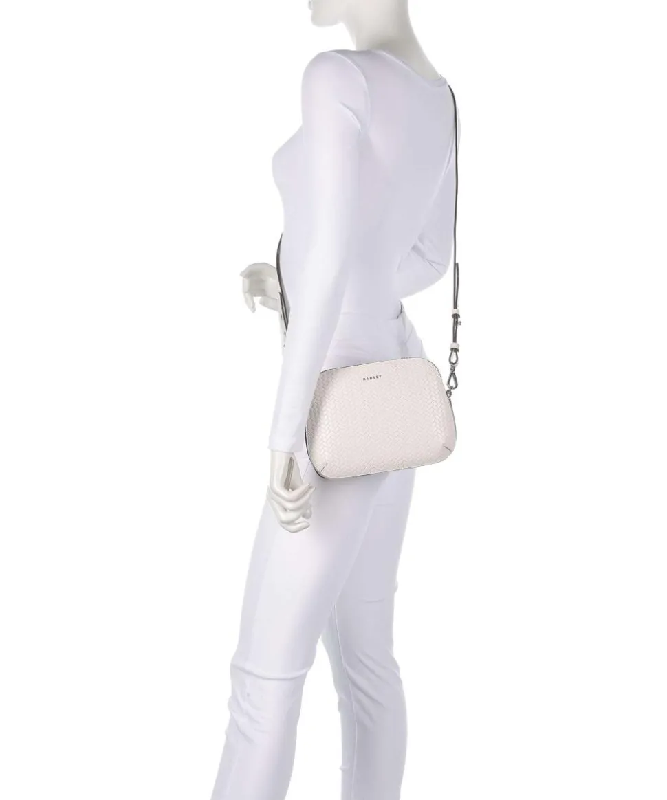 Dukes Place Umhängetasche geprägtes Rindsleder, fein genarbtes Rindsleder elfenbein